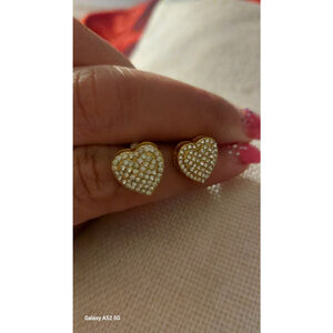 Gold Heart Earrings encaseed in Rhinestone